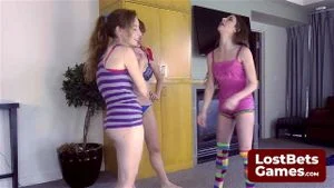 Three hot lesbians playing Strip Rock Paper Scissors
